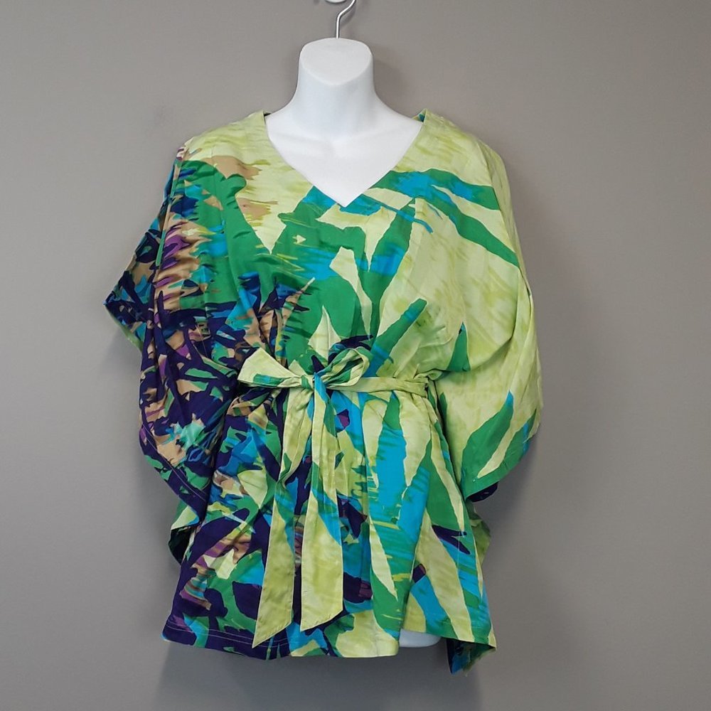 DANA Buchman Floral Angel Wing Kimono Top Size M